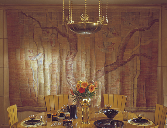 Wall Hanging: Landscape with Tree and Birds designed and woven by Greta Skogster