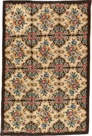 Needlepoint carpet, France, circa 1920, 5'3" x 3'5", ref 02158