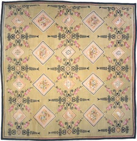 Aubusson carpet, France, circa 1795, 14'4" x 14'3", ref 02586