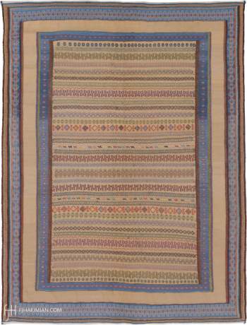 Sofreh Kilim, Soumak carpet, Persia, circa 2002, 8'2" x 6'3", ref 16106