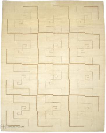 Maiandros, Art Deco carpet, Nepal, circa 2006, 11'9" x 9'3", ref 16850
