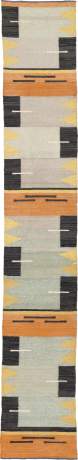 Finnish Flat Weave, Swedish Flatweave carpet, Finland, circa 1930, 14'2" x 2'3", ref 22244