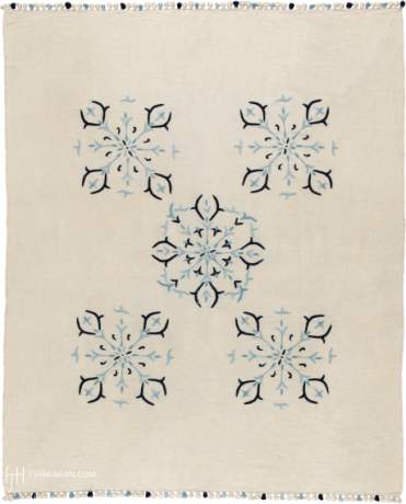 Vintage Cotton Blue Floral Throw, 8'4" x 6'10", ref 371974