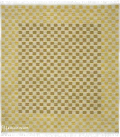 Gingham, Swedish Flatweave carpet, China, circa 2003, 12'1" x 10'11", ref 16239